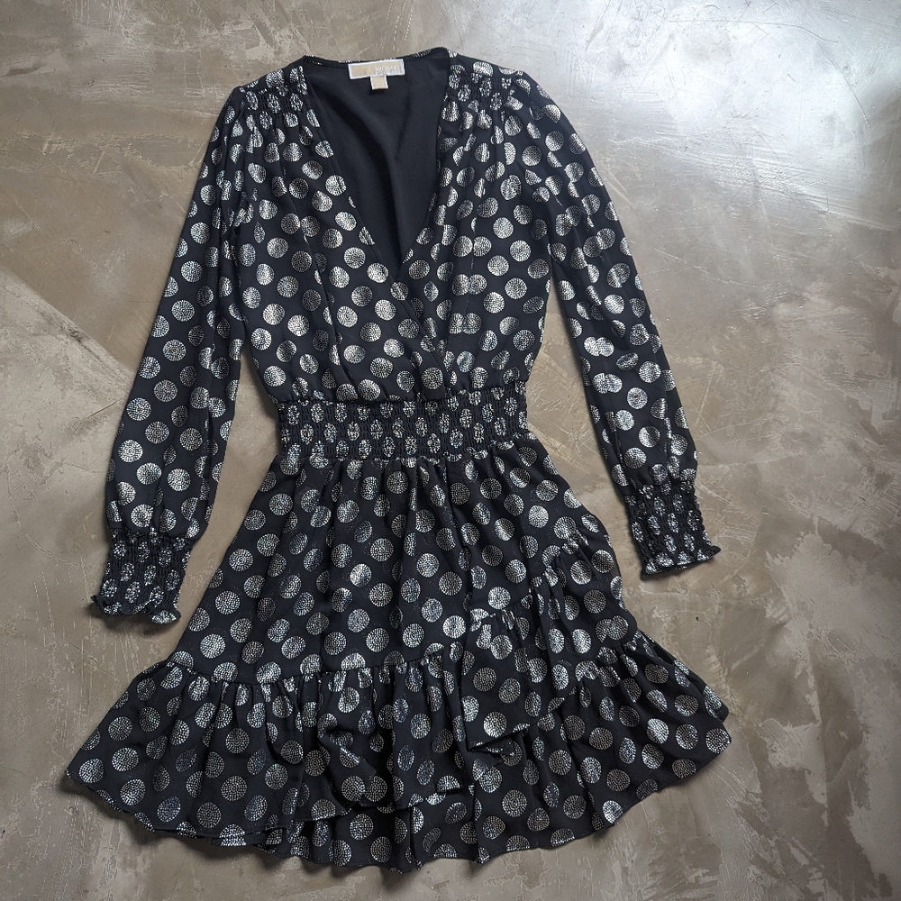 MICHAEL Michael Kor Black Silver Dress XXS NEW